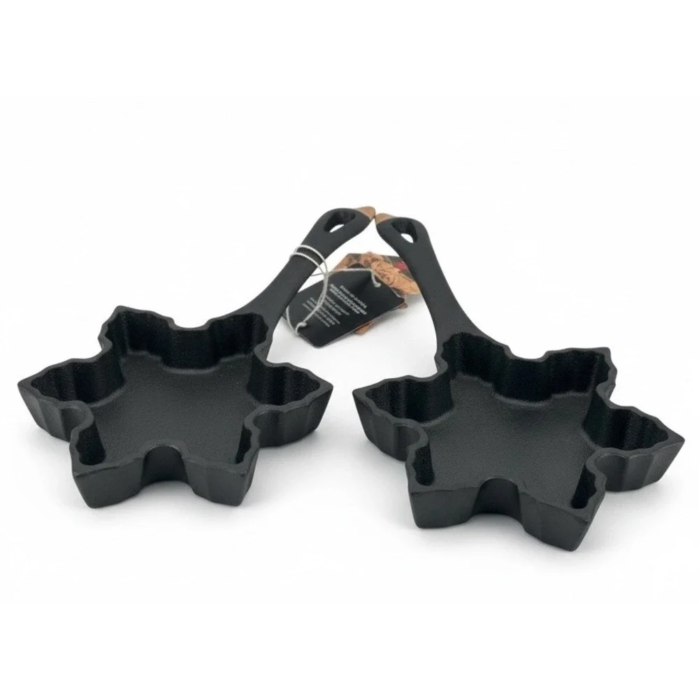 MasterClass Cast Iron Cookie Skillet Leaf Shape Set of 2 Heavy Pan